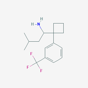 molecular formula C16H22F3N B13714498 3-Methyl-1-[1-(3-(trifluoromethyl)phenyl)cyclobutyl]-1-butylamine 