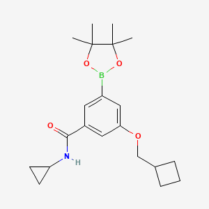 molecular formula C21H30BNO4 B13714690 3-(Cyclobutylmethoxy)-N-cyclopropyl-5-(4,4,5,5-tetramethyl-1,3,2-dioxaborolan-2-yl)benzamide 