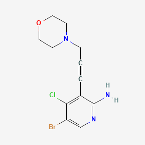 molecular formula C12H13BrClN3O B13714844 2-Amino-5-bromo-4-chloro-3-(3-morpholino-1-propynyl)pyridine 