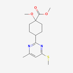 molecular formula C15H22N2O3S B13714856 Methyl 1-Methoxy-4-[4-methyl-6-(methylthio)-2-pyrimidinyl]cyclohexanecarboxylate 