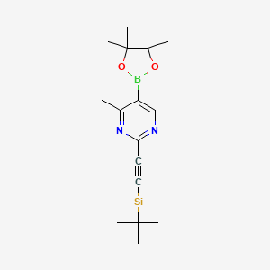 2-[(tert-Butyldimethylsilyl)ethynyl]-4-methylpyrimidine-5-boronic Acid Pinacol Ester