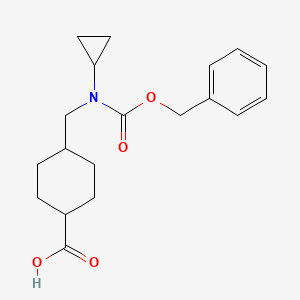 molecular formula C19H25NO4 B13714920 (1r,4r)-4-((((Benzyloxy)carbonyl)(cyclopropyl)amino)methyl)cyclohexanecarboxylic acid 