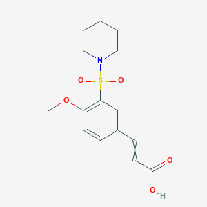 molecular formula C15H19NO5S B13714947 3-[4-Methoxy-3-(piperidine-1-sulfonyl)-phenyl]-acrylic acid 