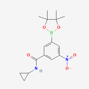 molecular formula C16H21BN2O5 B13715023 N-Cyclopropyl-3-nitro-5-(4,4,5,5-tetramethyl-[1,3,2]dioxaborolan-2-yl)-benzamide 