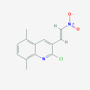 molecular formula C13H11ClN2O2 B13715029 E-2-Chloro-5,8-dimethyl-3-(2-nitro)vinylquinoline 