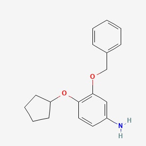 molecular formula C18H21NO2 B13715064 3-(Benzyloxy)-4-(cyclopentyloxy)aniline 