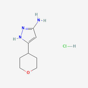 molecular formula C8H14ClN3O B13715136 5-Amino-3-(4-tetrahydropyranyl)pyrazole Hydrochloride 