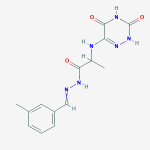 2-[(3,5-dioxo-2H-1,2,4-triazin-6-yl)amino]-N-[(3-methylphenyl)methylideneamino]propanamide