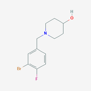 molecular formula C12H15BrFNO B1371549 1-[(3-Bromo-4-fluorophenyl)methyl]piperidin-4-ol 