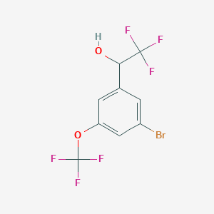 molecular formula C9H5BrF6O2 B13715542 3-Bromo-5-(trifluoromethoxy)-alpha-(trifluoromethyl)benzyl Alcohol 