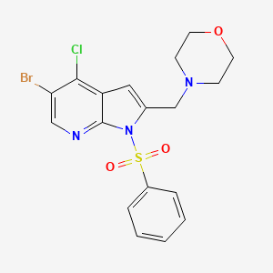 4-((5-Bromo-4-chloro-1-(phenylsulfonyl)-1H-pyrrolo[2,3-b]pyridin-2-yl)methyl)morpholine