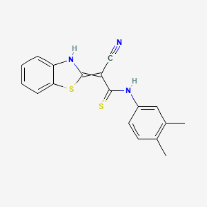 molecular formula C18H15N3S2 B13715591 2-Benzothiazol-2-yl-3-(3,4-dimethyl-phenylamino)-3-mercapto-acrylonitrile 