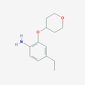 molecular formula C13H19NO2 B13715831 4-Ethyl-2-((tetrahydro-2H-pyran-4-yl)oxy)aniline 