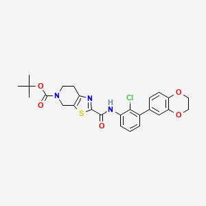 tert-Butyl 2-((2-chloro-3-(2,3-dihydrobenzo[b][1,4]dioxin-6-yl)phenyl)carbamoyl)-6,7-dihydrothiazolo[5,4-c]pyridine-5(4H)-carboxylate