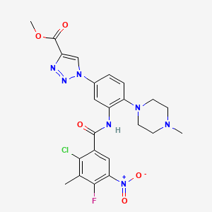 Methyl 1-(3-(2-chloro-4-fluoro-3-methyl-5-nitrobenzamido)-4-(4-methylpiperazin-1-yl)phenyl)-1H-1,2,3-triazole-4-carboxylate