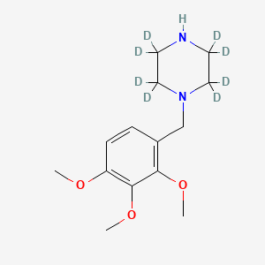 molecular formula C14H22N2O3 B13716059 1-[(2,3,4-Trimethoxy-phenyl)methyl]piperazine-d8 Dihydrochloride; 1-(2,3,4-Trimethoxy-benzyl)piperazine-d8 Dihydrochloride; Kyurinett-d8; Vastarel-d8 F; Yoshimilon-d8 