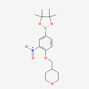 4,4,5,5-Tetramethyl-2-(3-nitro-4-((tetrahydro-2H-pyran-4-yl)methoxy)phenyl)-1,3,2-dioxaborolane