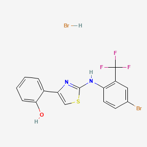 molecular formula C16H11Br2F3N2OS B1371621 2-[4-Bromo-2-(trifluoromethyl)phenyl]amino-4-(2-hydroxyphenyl)-1,3-thiazole hydrobromide CAS No. 1210389-46-0