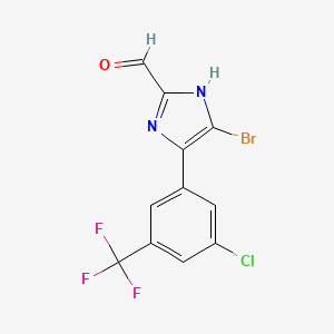 molecular formula C11H5BrClF3N2O B13716257 5-Bromo-4-[3-chloro-5-(trifluoromethyl)phenyl]imidazole-2-carbaldehyde 