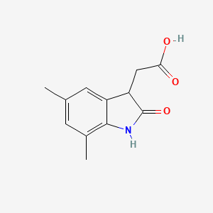 molecular formula C12H13NO3 B1371630 (5,7-dimethyl-2-oxo-2,3-dihydro-1H-indol-3-yl)acetic acid CAS No. 915923-70-5