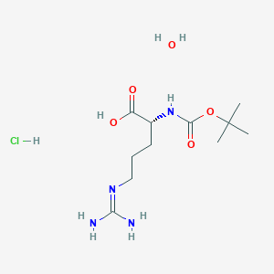 molecular formula C11H25ClN4O5 B1371683 (R)-2-((tert-Butoxycarbonyl)amino)-5-guanidinopentanoic acid hydrochloride hydrate CAS No. 204070-00-8