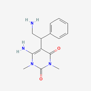 molecular formula C14H18N4O2 B1371686 6-amino-5-(2-amino-1-phenylethyl)-1,3-dimethylpyrimidine-2,4(1H,3H)-dione CAS No. 1105195-53-6