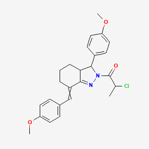 2-Chloro-1-[7-(4-methoxy-benzylidene)-3-(4-methoxy-phenyl)-3,3a,4,5,6,7-hexahydro-indazol-2-yl]-propan-1-one