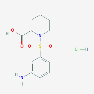 molecular formula C12H17ClN2O4S B1371711 1-[(3-Aminophenyl)sulfonyl]piperidine-2-carboxylic acid hydrochloride CAS No. 1214687-37-2
