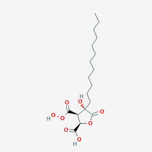 molecular formula C18H30O8 B137173 (2R,3R,4S)-3-carbonoperoxoyl-4-dodecyl-4-hydroxy-5-oxooxolane-2-carboxylic acid CAS No. 136266-37-0