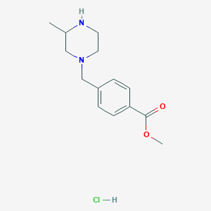 molecular formula C14H21ClN2O2 B13717697 Methyl 4-((3-methylpiperazin-1-YL)methyl)benzoate hydrochloride 