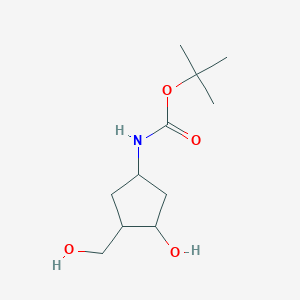 molecular formula C11H21NO4 B13717867 tert-butyl N-[3-hydroxy-4-(hydroxymethyl)cyclopentyl]carbamate 