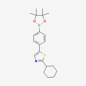 molecular formula C21H28BNO2S B13717890 2-Cyclohexyl-5-(4-(4,4,5,5-tetramethyl-1,3,2-dioxaborolan-2-yl)phenyl)thiazole 