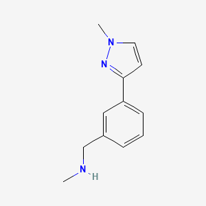 molecular formula C12H15N3 B1371815 N-甲基-3-(1-甲基-1H-吡唑-3-基)苯甲胺 CAS No. 910037-12-6