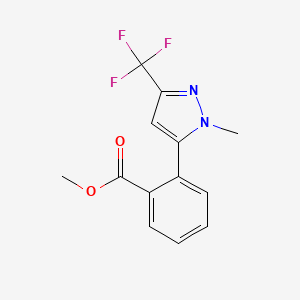 molecular formula C13H11F3N2O2 B1371816 Methyl 2-[1-methyl-3-(trifluoromethyl)-1H-pyrazol-5-yl]benzoate CAS No. 898289-62-8