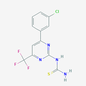 molecular formula C12H8ClF3N4S B13718689 6-(3-Chlorophenyl)-2-thioureido-4-(trifluoromethyl)pyrimidine 