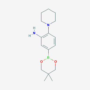 molecular formula C16H25BN2O2 B13718920 5-(5,5-Dimethyl-[1,3,2]dioxaborinan-2-yl)-2-piperidin-1-yl-phenylamine 