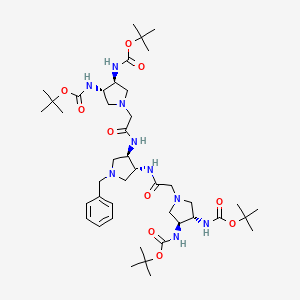 molecular formula C43H71N9O10 B1371893 Tert-butyl N-[(3S,4S)-1-[2-[[(3R,4R)-1-benzyl-4-[[2-[(3S,4S)-3,4-bis[(2-methylpropan-2-yl)oxycarbonylamino]pyrrolidin-1-yl]acetyl]amino]pyrrolidin-3-yl]amino]-2-oxoethyl]-4-[(2-methylpropan-2-yl)oxycarbonylamino]pyrrolidin-3-yl]carbamate 