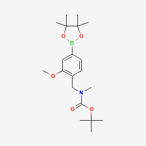 molecular formula C20H32BNO5 B13718951 [2-Methoxy-4-(4,4,5,5-tetramethyl-[1,3,2]dioxaborolan-2-yl)-benzyl]-methyl-carbamic acid tert-butyl ester 