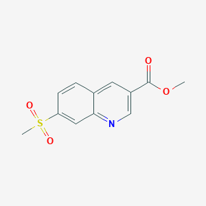 molecular formula C12H11NO4S B13718973 Methyl 7-(Methylsulfonyl)quinoline-3-carboxylate 