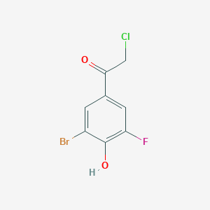 molecular formula C8H5BrClFO2 B13718974 3'-Bromo-5'-fluoro-4'-hydroxyphenacyl chloride 