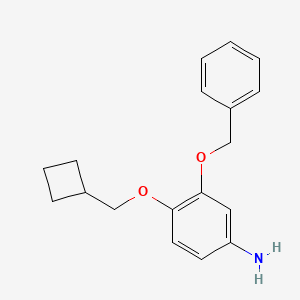 molecular formula C18H21NO2 B13719039 3-(Benzyloxy)-4-(cyclobutylmethoxy)aniline 