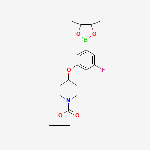 4-[3-Fluoro-5-(4,4,5,5-tetramethyl-[1,3,2]dioxaborolan-2-yl)-phenoxy]-piperidine-1-carboxylic acid tert-butyl ester