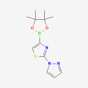 molecular formula C12H16BN3O2S B1371963 2-(1H-吡唑-1-基)噻唑-4-硼酸频哪醇酯 CAS No. 1309982-50-0