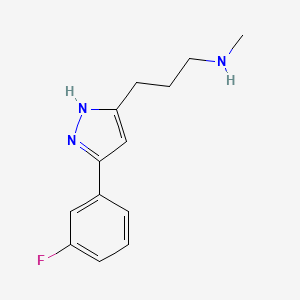 molecular formula C13H16FN3 B1371971 {3-[3-(3-fluorophenyl)-1H-pyrazol-5-yl]propyl}(methyl)amine CAS No. 1232136-36-5