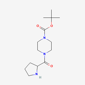 molecular formula C14H25N3O3 B1371972 Tert-butyl 4-(pyrrolidine-2-carbonyl)piperazine-1-carboxylate CAS No. 1219201-40-7