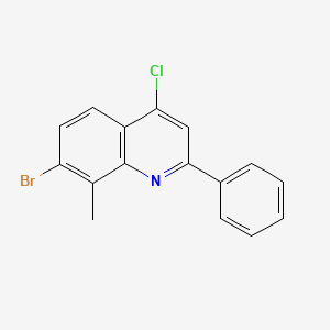 molecular formula C16H11BrClN B13719770 7-Bromo-4-chloro-8-methyl-2-phenylquinoline CAS No. 1189106-66-8