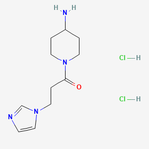 molecular formula C11H20Cl2N4O B1372000 1-(4-aminopiperidin-1-yl)-3-(1H-imidazol-1-yl)propan-1-one dihydrochloride CAS No. 1210349-66-8