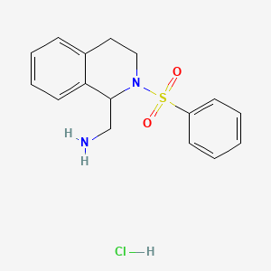 [2-(Benzenesulfonyl)-1,2,3,4-tetrahydroisoquinolin-1-yl]methanamine hydrochloride