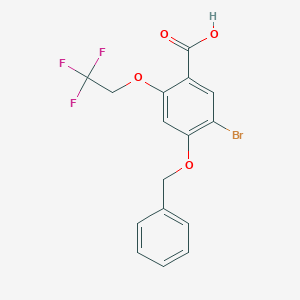 molecular formula C16H12BrF3O4 B13720166 4-(Benzyloxy)-5-bromo-2-(2,2,2-trifluoroethoxy)benzoic acid 