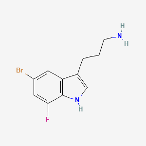 molecular formula C11H12BrFN2 B13720183 3-(5-Bromo-7-fluoro-3-indolyl)-1-propanamine 